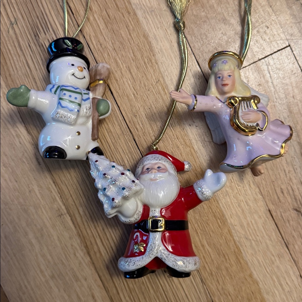 Lenox Set of 3 Christmas Ornaments Santa, Snowman & Angel 🎅 ⛄️ 👼